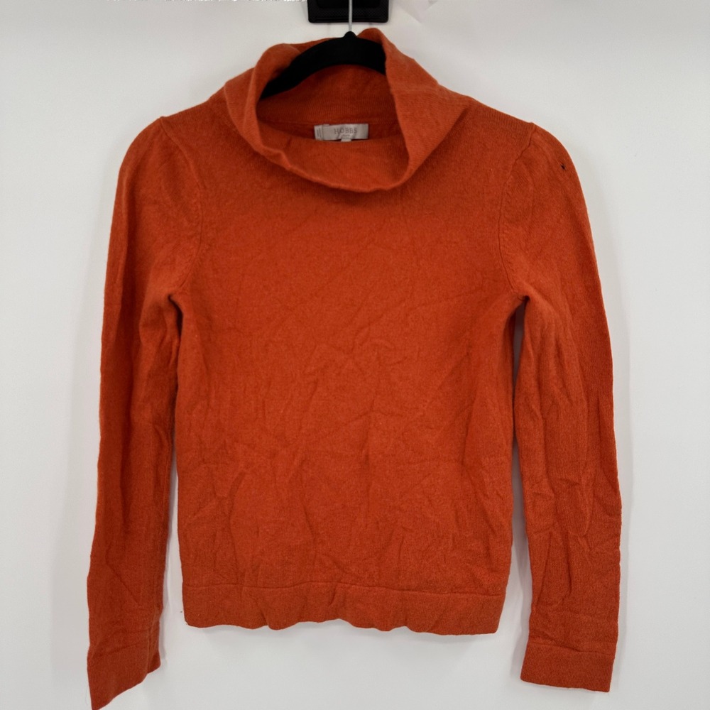 Hobbs London Orange Wool Cashmere Turtleneck Sweater XS‎ Chic